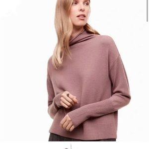 WILFRED Aritzia 100% wool mock neck sweater rose taupe mauve colour XXS Cyprie